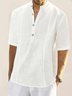 Mens Cotton Linen Basic Series Half Sleeve Plus Size Shirts