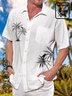 Hawaiian cotton hemp coconut tree men's pocket button shirt