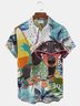 JoyMitty Funny Cute Dog Print Beach Men's Hawaiian Oversized Shirt With Pocket