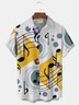 JoyMitty Music Note Print Men's Button Pocket Short Sleeve Shirt