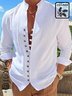 JoyMitty Nature  Fiber Shirt Men's Vintage Basics Casual Button Down Loose Long Sleeve Shirt