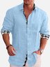 Men's Casual Simple Plaid Contrast Print Lapel Long Sleeve Shirt