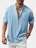 JoyMitty Nature  Fiber Shirt Men's Vintage Basics Casual Button Down Loose Long Sleeve Shirt