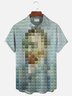 JoyMitty Geometric Art Light Blue Men's Hawaiian Shirts Stretch Oversized Aloha Camp Pocket Shirts