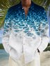 JoyMitty Nature  Fiber Shirt Water Ripple Print Casual Men's Hawaiian Beach Vacation Oversized Long Sleeve Shirt