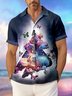 JoyMitty Gradient Guitar Butterfly Print Beach Men's Hawaiian Oversized Shirt