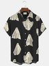 JoyMitty Vintage Halloween Print Beach Men's Hawaiian Oversized Short Sleeve Shirt with Pockets