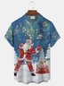 Santa Sing Music Print Beach Men's Hawaiian Oversized Shirt with Pockets