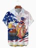 JoyMitty BBQ Sausage Flag Print  Men's Hawaiian Oversized Shirt with Pockets
