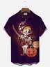 JoyMitty Halloween Witch Pumpkin Gradient Print Men's Button Pocket Short Sleeve Shirt