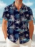 JoyMitty Nature  Fiber Hawaiian Coconut Tree Blue Print Chest Bag Shirt Plus Size Holiday Shirt