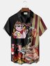 JoyMitty Flag BBQ Pig Print Men's Hawaiian Oversized Shirt with Pockets