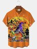 JoyMitty Halloween Pumpkin Print Beach Men's Hawaiian Oversized Short Sleeve Shirt with Pockets