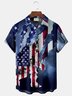 Flag Bigfoot Print Men's Hawaiian Oversized Shirt with Pockets