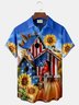JoyMitty Parrot Pumpkin Print Men's Hawaiian Oversized Shirt with Pockets