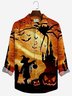 JoyMitty Vintage Halloween Print Beach Men's Hawaiian Oversized Long Sleeve Shirt with Pockets