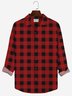 JoyMitty Christmas Classic Plaid Print Casual Men's Hawaiian Vacation Oversized Long Sleeve Shirt