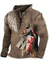 JoyMitty Men's Viking Print Vintage Drawstring Hoodie