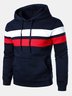 JoyMitty Men's Color Block Print Basic Drawstring Hoodie