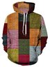 JoyMitty Men's Geometric Color Block Print Basic Drawstring Hoodie
