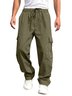 JoyMitty Retro Casual Men's Cargo Trousers Drawstring Elastic Waist Multi-Pockets Stretch Large Size Casual Pants