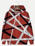 JoyMitty Retro Rock Red Geometric Music Art Men's Drawstring Hoodies Stretch Oversized Pocket Pullover Sweatshirts