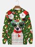 JoyMitty Men's Christmas Cartoon Dog Print Round Neck Long Sleeve Sweatshirt