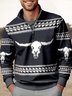 JoyMitty Men's Aztec Print Art Festive Stand Collar Oversized Sweatshirt