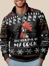 JoyMitty Men's Rooster Ugly Christmas Sweater Print Festive Style Half Zipper