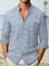 JoyMitty Natural Fiber Striped Print Men's Button Pocket Long Sleeve Shirt