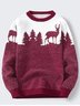 JoyMitty Men's Christmas Sika Deer Jacquard Warm Sweater