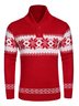 JoyMitty Christmas Holiday Casual Red Men's Round Neck Pullover Ugly Sweater Snowflake Art Casual Tops