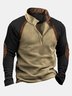 50's Retro Casual Western Men's Camp Stand Collar Sweatshirts Stretch Plus Size Spliced ​​Outdoor Pullover Tops
