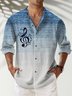 JoyMitty Beach Vacation Men's Stand Collar Long Sleeve Shirts Note Gradient Stretch Plus Size Aloha Camp Shirts