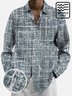 JoyMitty 50’s Vintage Check Blue Men's Casual Long Sleeve Shirts Stretch Wrinkle Free Seersucker Aloha Button Pocket Shirts