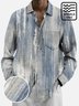JoyMitty 50’s Vintage Textured Light Blue Men's Casual Long Sleeve Shirts Stretch Aloha Camp Pocket Wrinkle Free Seersucker Shirts