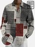 JoyMitty 50's Retro Mid-Century Geometric Art Red Men's  Long Sleeve Shirts Stretch Plus Size Aloha Camp Wrinkle Free Seersucker Shirts