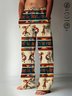 JoyMitty Aztec Art Retro Casual Pants Natural Fiber Stretch Plus Size Holiday Casual Trousers