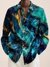 JoyMitty 50’s Vintage Textured Green Men's Casual Long Sleeve Shirts Stretch Aloha Camp Button Pocket Shirts
