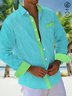 JoyMitty Solid Color Contrast Print Men's Button Pocket Long Sleeve Shirt