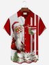 Royaura® Christmas Holiday Red Men's Striped Shirt Stretch Pocket Camp Shirt Big Tall