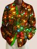 Christmas Holiday Brown Men's Art Shirts Cartoon Christmas Lights Warm Comfortable Stretch Pocket Shirts