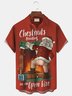 Royaura® Christmas Santa Fun Print Men's Button Pocket Shirt