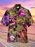 Mardi Gras Crocodile Lobster Print Aloha Hawaii Men's Button Pocket Shirt