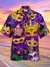 Mardi Gras Mardi Gras Mask Bead Print Aloha Hawaii Men's Button Pocket Shirt