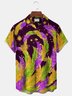 Mardi Gras Holiday Purple Men's Hawaiian Shirts Feather Art Stretch Pocket Camping Shirt Big Tall