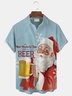 Royaura® Christmas Santa Beer Print Men's Button Pocket Shirt
