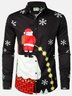 Christmas Holiday Black Long Sleeve Shirts Santa Easy Care Camp  Festival Shirts Big Tall