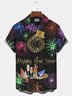 New Year Fireworks Print Men's Button Pocket Shirt