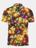 Christmas New Year Lantern Print Men's Button-Up Polo Shirt